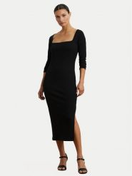 LAUREN RALPH LAUREN Sukienka dzianinowa 200978539001 Czarny Slim Fit. Czarne sukienki Lauren Ralph Lauren, m, bez wzorów, z dzianiny, bez kołnierzyka, bez ramiączek. Za 839.99 zł.