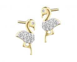Kolczyki z żółtego złota z diamentami - 0,05 ct - próba 375. Żółte kolczyki Apart, z diamentem, złote. Za 899.00 zł.