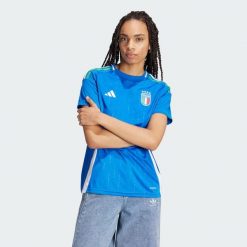 Koszulka Italy 24 Home. Niebieskie bluzki Adidas, xs, bez wzorów, z materiału, sportowe, bez kołnierzyka, bez ramiączek. Za 449.00 zł.