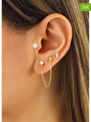 Miu Silver Pozłacane kolczyki (3 szt.) z cyrkoniami rozmiar: onesize. Szare kolczyki Miu Silver, z cyrkonią, pozłacane. Za 82.99 zł.