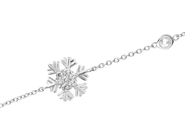 Bransoletka srebrna z cyrkoniami - śnieżynka. Szare bransoletki Apart, z cyrkonią, srebrne. W wyprzedaży za 77.40 zł.