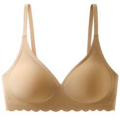 Bezszwowy biustonosz piankowy z elastycznego materiału Seita. Brązowe biustonosze Intica, bez wzorów, z materiału. W wyprzedaży za 119.00 zł.