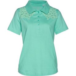 Shirt polo bonprix mentolowy niebieski. Zielone koszulki polo bonprix, bez wzorów, bez kołnierzyka, bez ramiączek. Za 37.99 zł.