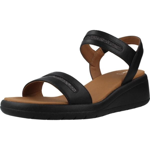 Sandały GEOX D MELICONIA Czarny. Czarne sandały Geox, bez wzorów, z syntetyku, bez obcasa, bez zapięcia. Za 292.99 zł.