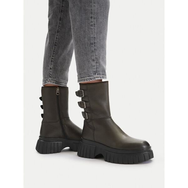 Botki G-Star. Zielone botki G-Star, bez wzorów, bez obcasa, na płaskiej podeszwie, bez zapięcia. Za 393.99 zł.