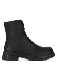 Rieker Botki Z9120-00 Czarny. Czarne botki Rieker, bez wzorów, z materiału, bez obcasa, na płaskiej podeszwie, bez zapięcia. Za 295.99 zł.