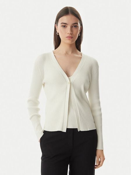 Calvin Klein Kardigan LV044G303G Kremowy Regular Fit. Białe kardigany Calvin Klein, xs, bez wzorów, z bawełny. Za 476.99 zł.