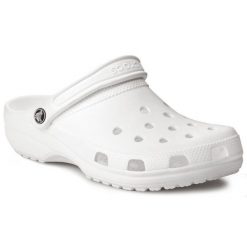 Klapki Crocs. Białe klapki Crocs, bez wzorów, bez obcasa. Za 169.99 zł.