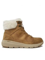 Skechers Trzewiki Glacial Ultra Cozyly 144178/CSNT Brązowy. Brązowe botki Skechers, bez wzorów, z materiału, bez obcasa, na płaskiej podeszwie, bez zapięcia. Za 339.99 zł.