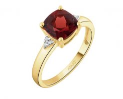 Pierścionek z żółtego złota z diamentami i granatem - próba 585. Żółte pierścionki Apart, z diamentem, złote. Za 2,590.00 zł.