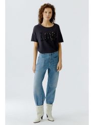 Oui Koszulka w kolorze czarnym rozmiar: 46. Czarne bluzki Oui, bez wzorów, z bawełny, bez kołnierzyka, bez ramiączek. Za 173.99 zł.