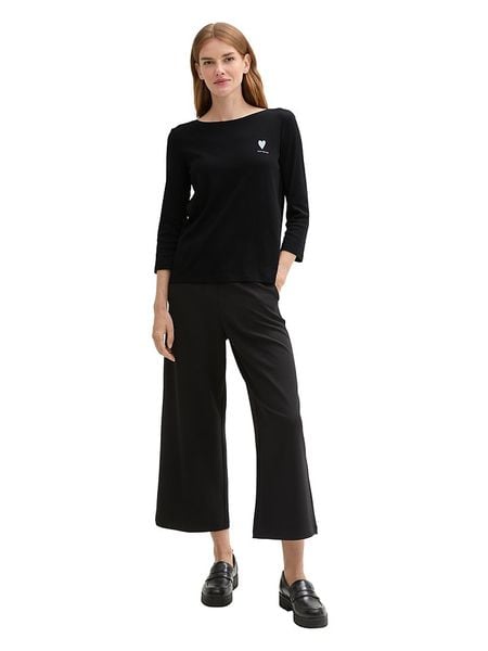 Tom Tailor Koszulka w kolorze czarnym rozmiar: XS. Czarne bluzki Tom Tailor, xs, bez wzorów, bez kołnierzyka, bez ramiączek. Za 26.00 zł.