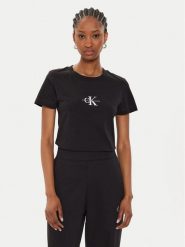 Calvin Klein Jeans T-Shirt Monologo J20J223563 Czarny Slim Fit. Czarne t-shirty Calvin Klein Jeans, m, bez wzorów, z bawełny, bez kołnierzyka, bez ramiączek. Za 99.99 zł.