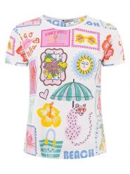 Zwillingsherz Koszulka "Beach" ze wzorem rozmiar: XL. Bluzki Zwillingsherz, xl, bez wzorów, bez kołnierzyka, bez ramiączek. Za 82.99 zł.