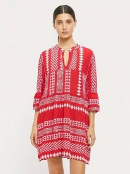 Miss goodlife Sukienka w kolorze czerwonym rozmiar: XL. Czerwone sukienki miss goodlife, na co dzień, xl, bez wzorów, z wiskozy, bez kołnierzyka, bez ramiączek, midi, proste. Za 173.99 zł.