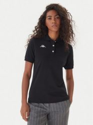 Kappa Polo Logo Sharas Wss 302B3C0 Czarny Regular Fit. Czarne koszulki polo Kappa, xs, bez wzorów, z bawełny, bez kołnierzyka, bez ramiączek. Za 79.99 zł.