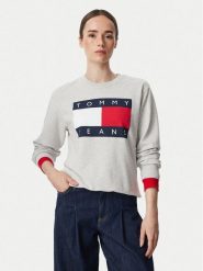 Tommy Jeans Bluza Flag DW0DW23906 Szary jasny Regular Fit. Szare bluzy Tommy Jeans, s, bez wzorów, z bawełny, bez kaptura. Za 409.99 zł.