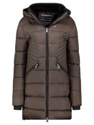 Geographical Norway Płaszcz zimowy "Bee" w kolorze ciemnobrązowym rozmiar: L. Brązowe płaszcze Geographical Norway, na zimę, l, bez wzorów, z puchu, bez kaptura. Za 332.24 zł.
