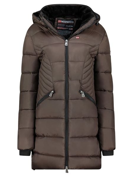 Geographical Norway Płaszcz zimowy "Bee" w kolorze ciemnobrązowym rozmiar: XXL. Brązowe płaszcze Geographical Norway, na zimę, xxl, bez wzorów, z puchu, bez kaptura. Za 225.95 zł.