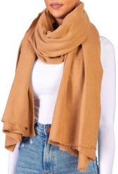 X2 Szalik Cashmirillo 100 x 200 cm - gładki wzór - Brązowy. Brązowe szaliki X2, na jesień, bez wzorów, z kaszmiru. Za 119.00 zł.