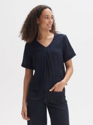 OPUS Bluzka w kolorze granatowym rozmiar: 38. Niebieskie bluzki Opus, bez wzorów, bez kołnierzyka, bez ramiączek. Za 121.99 zł.