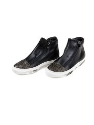 Anna Morellini Skórzane sneakersy "Natavia" w kolorze złoto-czarnym rozmiar: 40. Czarne trampki Anna Morellini, bez wzorów, za kostkę, bez zapięcia. Za 297.97 zł.