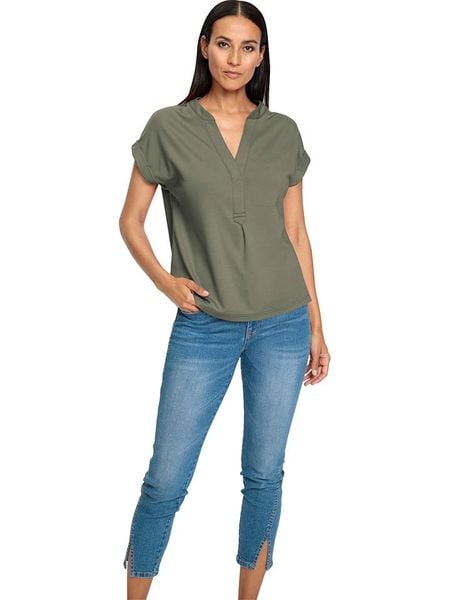 Heine Koszulka w kolorze oliwkowym rozmiar: 38. Brązowe bluzki Heine, bez wzorów, bez kołnierzyka, bez ramiączek. Za 82.64 zł.