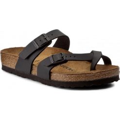 Birkenstock Japonki "Mayari" w kolorze czarnym rozmiar: 40. Czarne klapki Birkenstock, bez wzorów, z otwartym noskiem, bez obcasa. Za 234.42 zł.