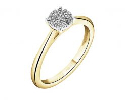 Pierścionek z żółtego i białego złota z diamentami - 0,06 ct - próba 585. Białe pierścionki Apart, z diamentem, złote. Za 2,590.00 zł.