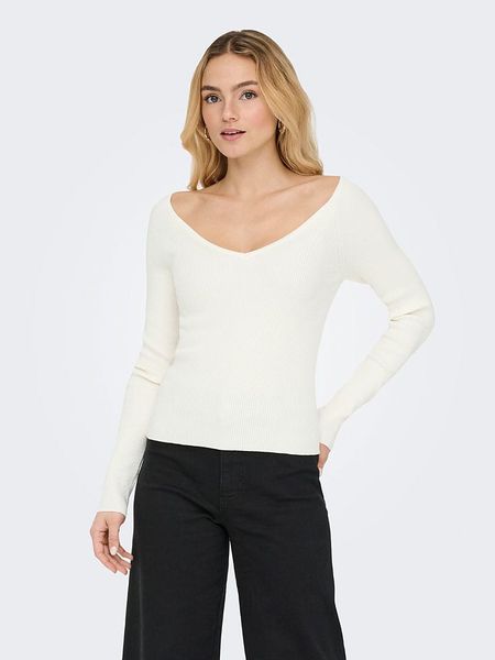 JDY Sweter "Nanna" w kolorze kremowym rozmiar: M. Brązowe swetry JDY, m, bez wzorów, prążkowane, bez ramiączek. Za 109.95 zł.