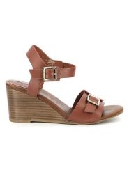 Kickers Skórzane sandały "Rouge" w kolorze jasnobrązowym na koturnie rozmiar: 41. Brązowe sandały Kickers, bez wzorów, z otwartym noskiem, bez obcasa, na koturnie, bez zapięcia. Za 214.70 zł.