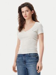 Tommy Jeans T-Shirt DW0DW20458 Beżowy jasny Slim Fit. Brązowe t-shirty Tommy Jeans, xxs, bez wzorów, z bawełny, bez kołnierzyka, bez ramiączek. Za 80.99 zł.