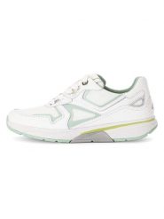 Gabor Skórzane sneakersy w kolorze biało-miętowym rozmiar: 38,5. Białe trampki Gabor, bez wzorów, z materiału, bez zapięcia. Za 201.55 zł.