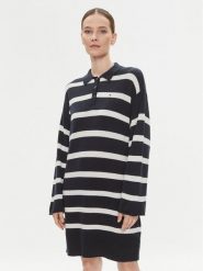 Tommy Hilfiger Sukienka dzianinowa WW0WW39931 Granatowy Relaxed Fit. Niebieskie sukienki TOMMY HILFIGER, xxs, bez wzorów, z dzianiny, bez kołnierzyka, bez ramiączek. Za 679.99 zł.