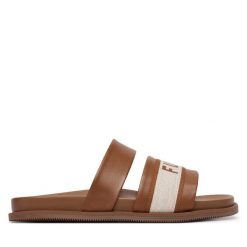 Klapki Furla. Brązowe klapki Furla, bez wzorów, bez obcasa. Za 989.99 zł.