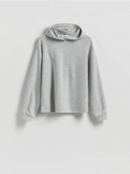 Bluza z kapturem - jasnoszary. Szare bluzy Reserved, l, bez wzorów, z bawełny, z kapturem. Za 119.99 zł.