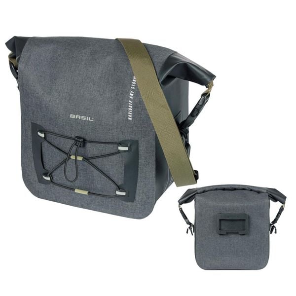 Duża torba na ramę Basil Navigator Storm. Szare torby na laptopa BASIL, bez wzorów, z materiału, duże. Za 279.95 zł.