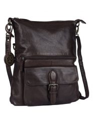 Bellicci Skórzana torebka "Eva" w kolorze ciemnobrązowym - 34 x 29 x 4,5 cm rozmiar: onesize. Brązowe torby na ramię Bellicci, bez wzorów, z materiału, na ramię, bez dodatków. Za 364.95 zł.