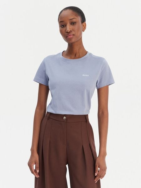 BOSS T-Shirt Esogo 50506973 Niebieski Slim Fit. Niebieskie t-shirty Boss, xl, bez wzorów, z bawełny, bez kołnierzyka, bez ramiączek. Za 229.99 zł.