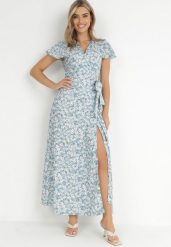 Niebieska Sukienka Aluva. Niebieskie sukienki Born2be, na co dzień, m, z aplikacjami, z materiału, bez kołnierzyka, bez ramiączek, maxi, kopertowe. Za 29.99 zł.