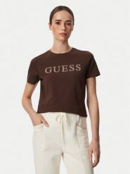 Guess T-Shirt V6RI20 J1314 Brązowy Regular Fit. Brązowe t-shirty Guess, s, z aplikacjami, z bawełny, bez kołnierzyka, bez ramiączek. Za 154.99 zł.