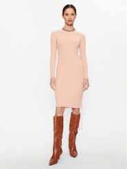 DeeZee Sukienka dzianinowa Isabella 14883 Różowy Slim Fit. Czerwone sukienki DeeZee, l, bez wzorów, z dzianiny, bez kołnierzyka, bez ramiączek. Za 39.99 zł.