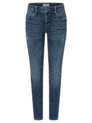 Timezone Dżinsy "Sanya" - Skinny fit - w kolorze granatowym rozmiar: W25/L28. Niebieskie jeansy Timezone, l, z aplikacjami. Za 78.84 zł.