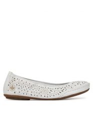 Rieker Baleriny 41460-80 Biały. Białe baleriny Rieker, bez wzorów, ze skóry, bez obcasa. Za 179.99 zł.