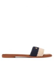 Tommy Hilfiger Klapki Flat Mule Crochet FW0FW09513 Granatowy. Niebieskie klapki TOMMY HILFIGER, bez wzorów, z materiału, bez obcasa. Za 329.99 zł.