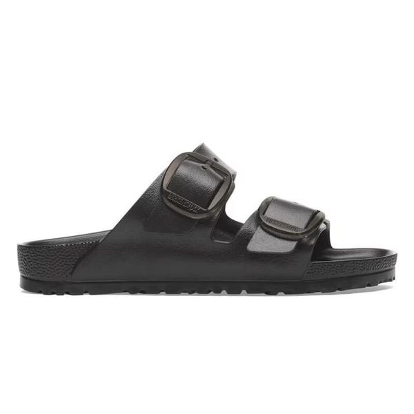 Klapki damskie Birkenstock Arizona. Czarne klapki Birkenstock, bez wzorów, z materiału, bez obcasa. Za 339.99 zł.
