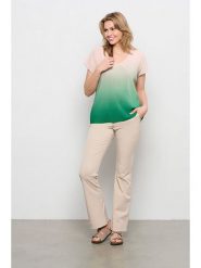 &Co Woman Koszulka "Jade" w kolorze jasnoróżowo-zielonym rozmiar: L. Brązowe bluzki &Co Woman, l, bez wzorów, bez kołnierzyka, bez ramiączek. Za 106.13 zł.