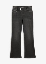 Jeansy bootcut z wysokim stanem. Czarne jeansy bonprix, bez wzorów, z podwyższonym stanem. Za 154.99 zł.