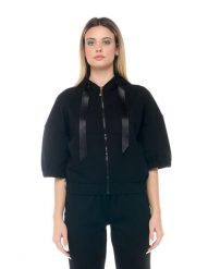 Leone Chic Boxing Bluza z kapturem i zamkiem błyskawicznym, z rękawem 3/4. Czarne bluzy LEONE 1947 APPAREL, m, bez wzorów, z satyny, z kapturem. Za 105.21 zł.