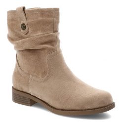 Botki damskie S.Barski o klasycznym fasonie z marszczoną cholewką ozdobnym paskiem i niskim stabilnym obcasem beżowe, HY62-8102 Beige. Brązowe botki S.BARSKI, bez wzorów, z jeansu, bez obcasa, na obcasie, bez zapięcia. Za 169.00 zł.